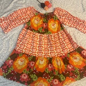Custom handmade Floral Baby doll Dress with Headband never worn